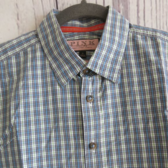Pink Thomas Pink Multi Color Plaids Button Down Long Sleeve Casual Shirt Medium - Picture 3 of 7